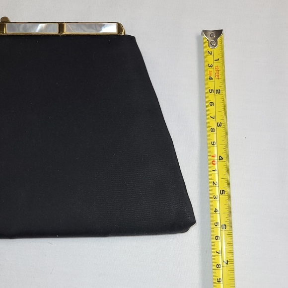 After Five Vintage Elegant Black  Clutch with Gold & Mother Of Pearl Accents - Picture 9 of 12